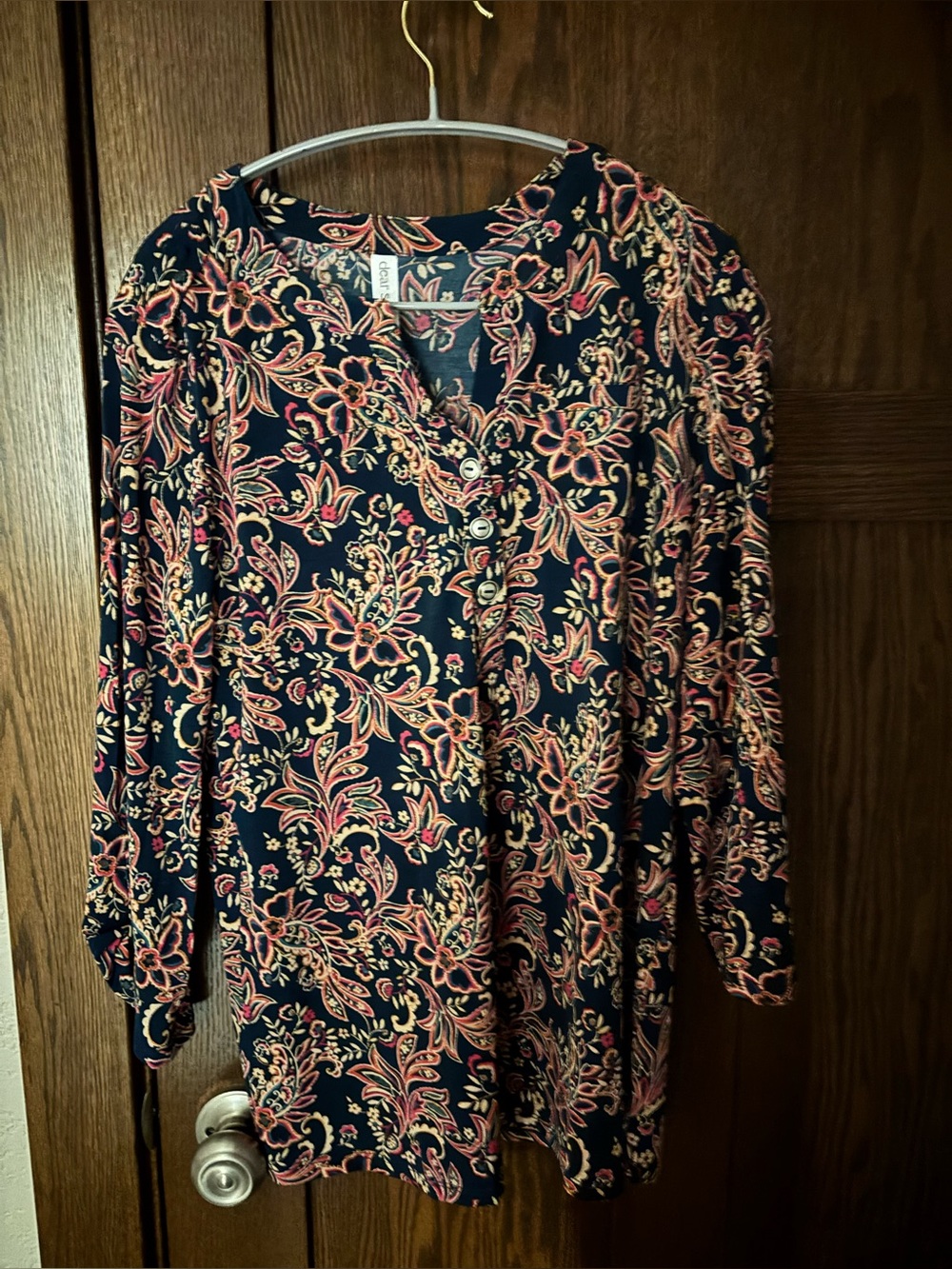 Scarlett Navy Floral Tunic with Pink and Cream Accents